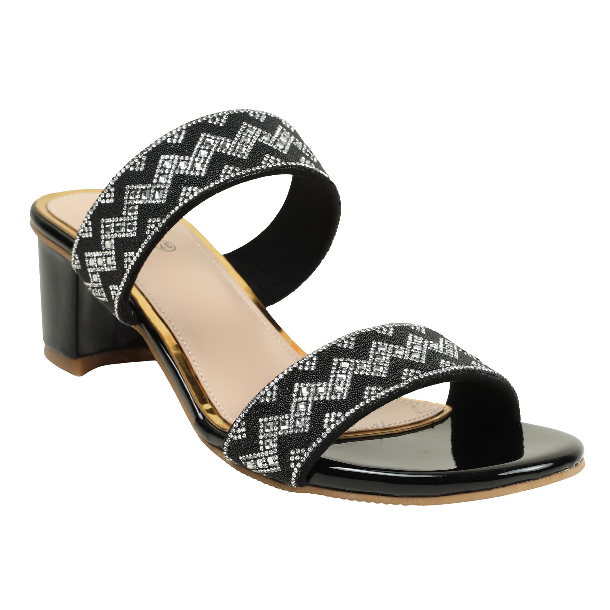ClassicOrthotics Women Zigzag Black Block Heel Sandals